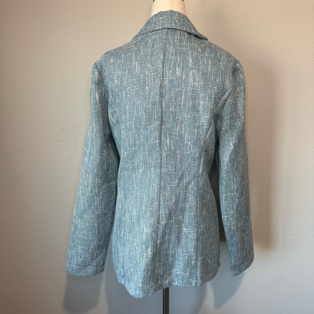 Sason Textured Double-Breasted Blazer – Blue – Size L (US 8/10) - Picture 6 of 10